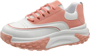 PURCHAWEE Colorblock Platform Sneakers for Women,Fashion Casual Lace Up Dad Sneakers Aesthetic Shoes Chunky Sneakers Walking Sneakers