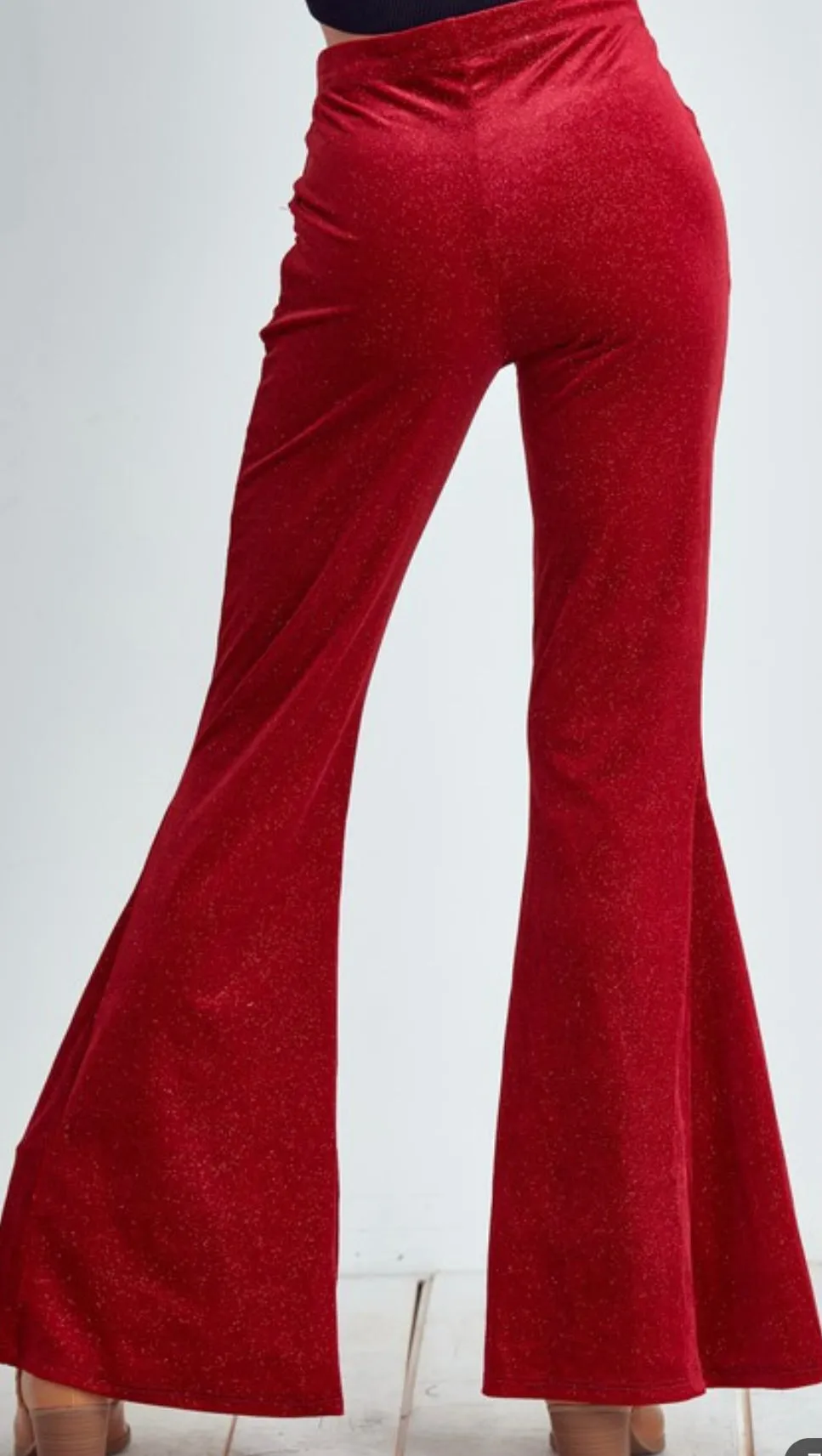 Red Glitter Bell Bottoms