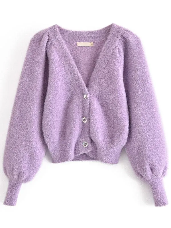 Short Faux Fur Coats For Women White Long Sleeves Stretch Front Button Overcoat