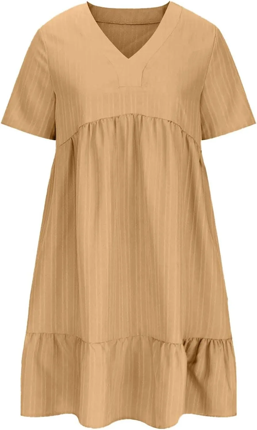 Summer Dresses for Women 2025 Short Sleeve Elegant Mini Dress Pleated Casual Dresses Ruffle Flowy V Neck Beach Sundresses