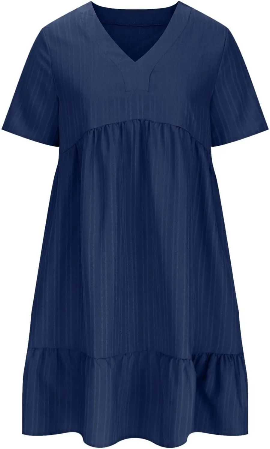 Summer Dresses for Women 2025 Short Sleeve Elegant Mini Dress Pleated Casual Dresses Ruffle Flowy V Neck Beach Sundresses
