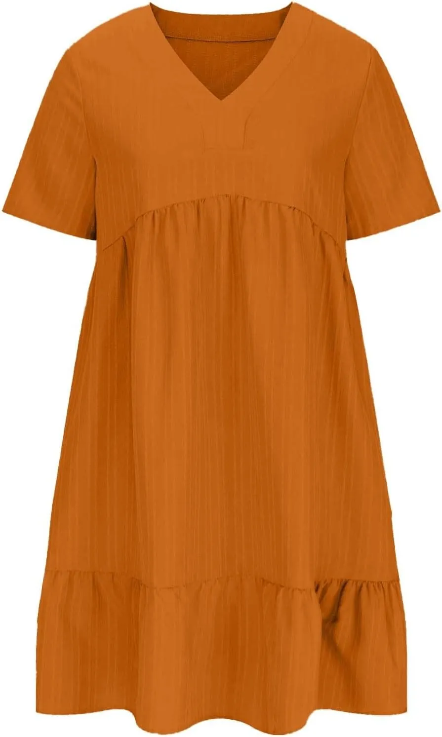 Summer Dresses for Women 2025 Short Sleeve Elegant Mini Dress Pleated Casual Dresses Ruffle Flowy V Neck Beach Sundresses