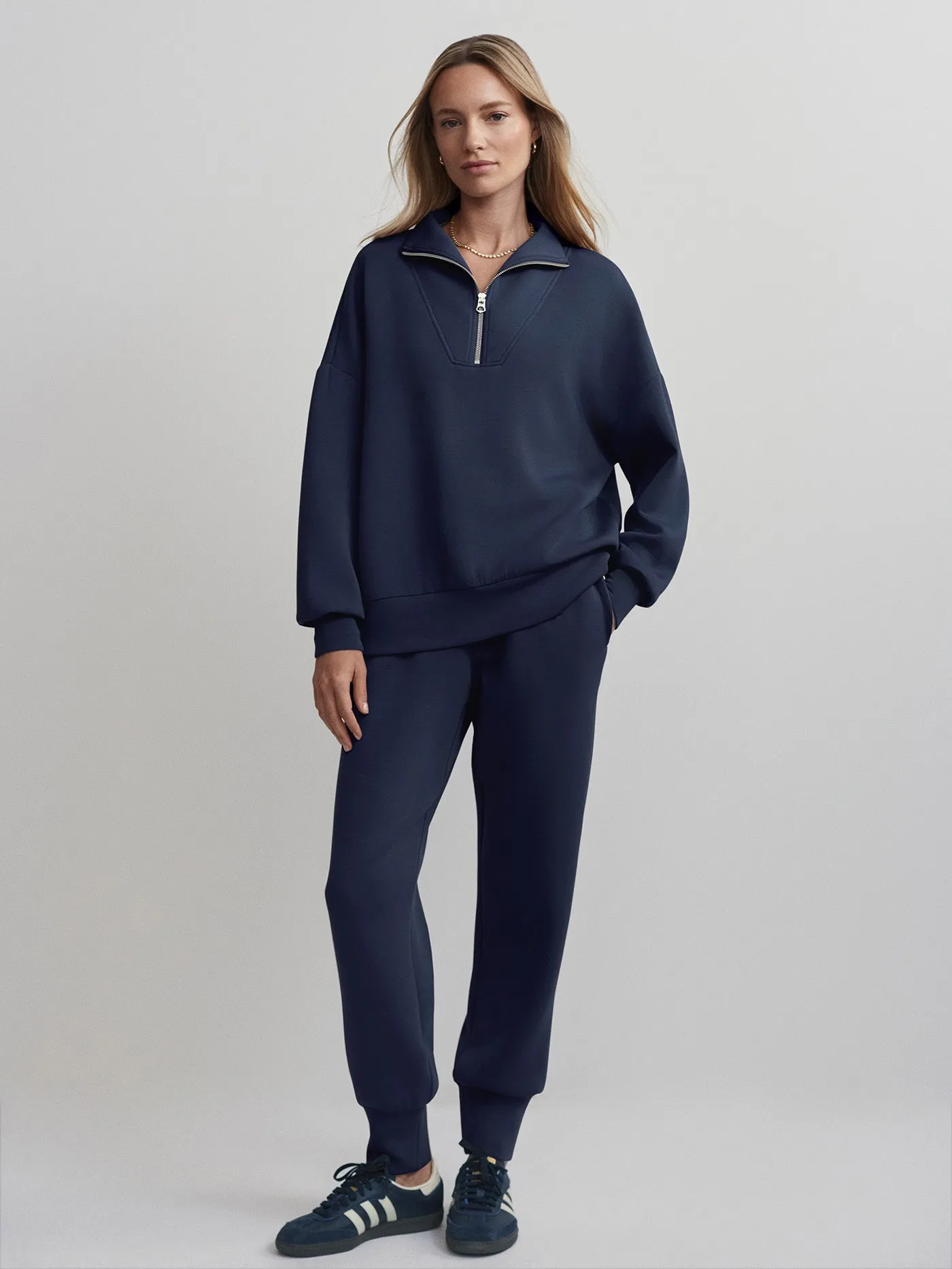 Varley Hawley Half-Zip Sweat in Blue Nights
