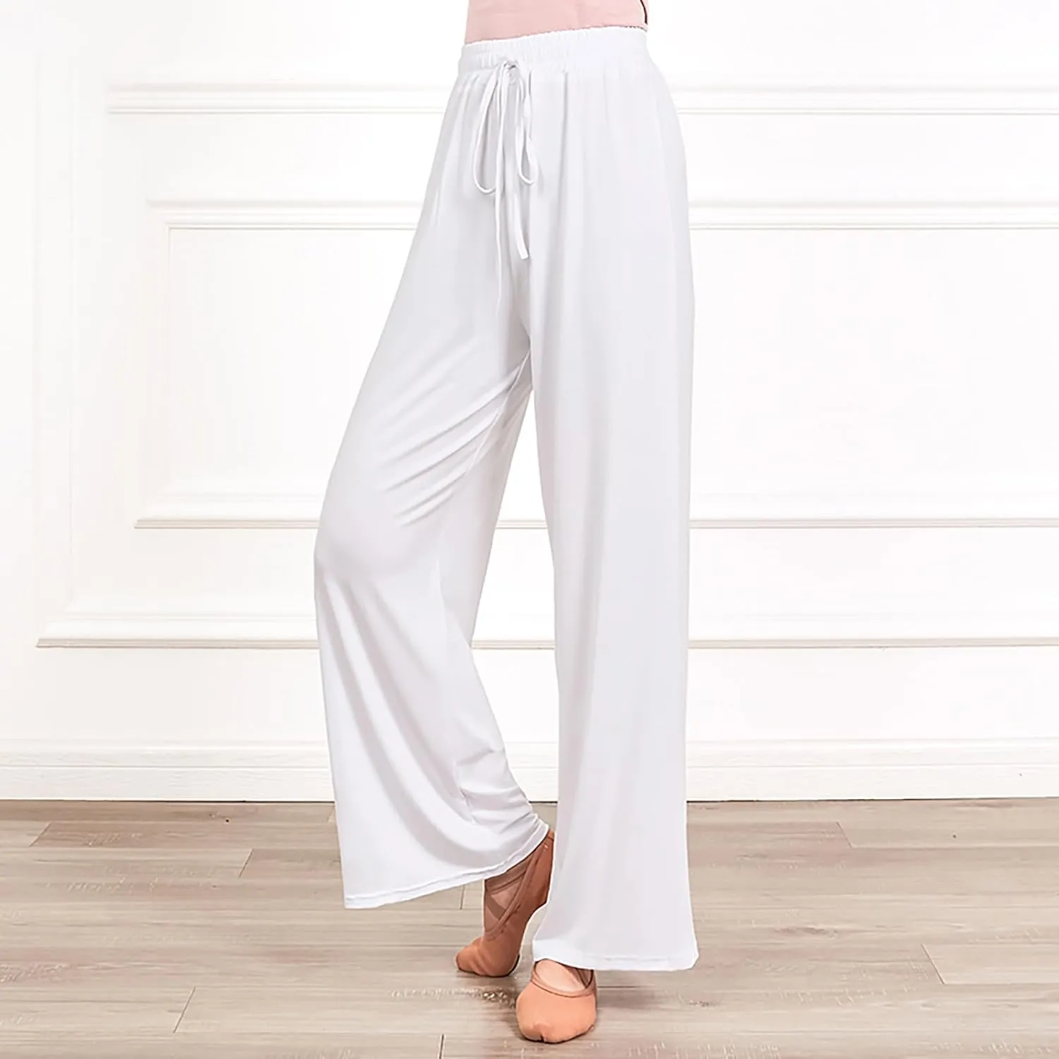 Wide Leg Yoga Pants for Women Comfy Cotton Lounge Workout Pant Loose Flowy Elastic Waist Trousers Trendy Dance Slacks