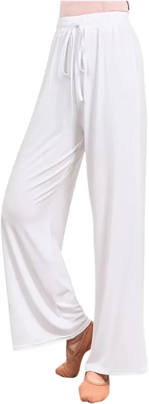 Wide Leg Yoga Pants for Women Comfy Cotton Lounge Workout Pant Loose Flowy Elastic Waist Trousers Trendy Dance Slacks