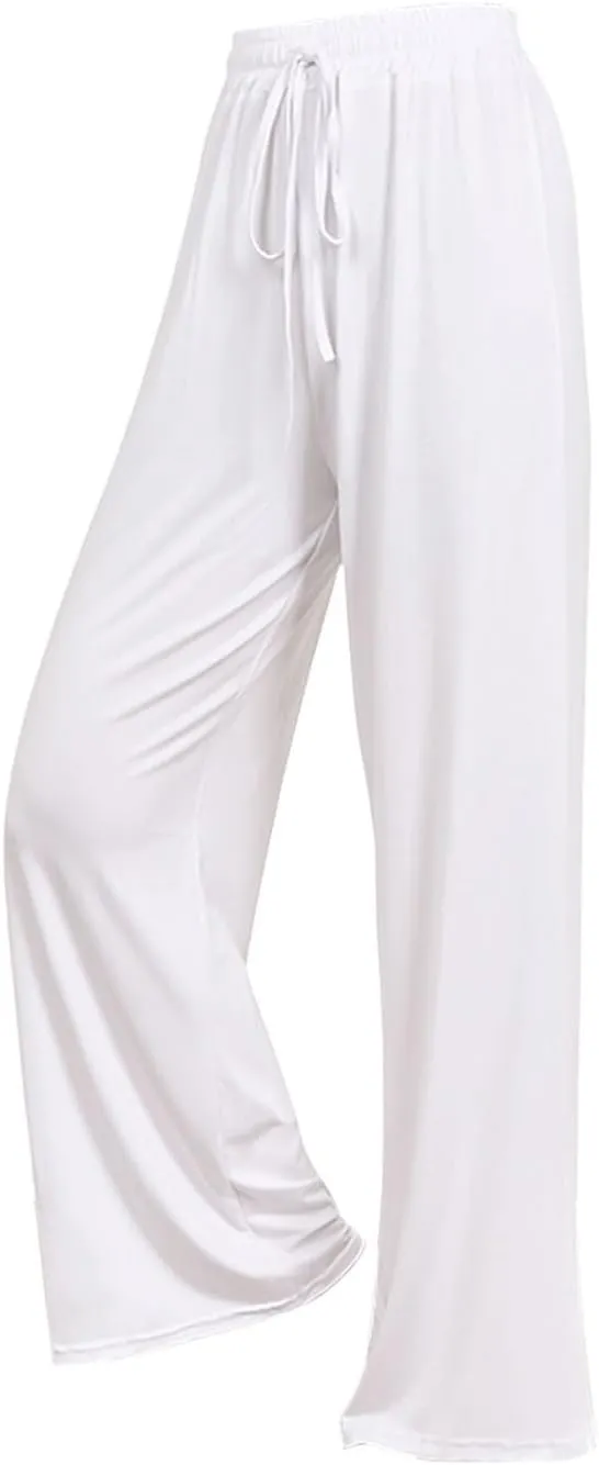 Wide Leg Yoga Pants for Women Comfy Cotton Lounge Workout Pant Loose Flowy Elastic Waist Trousers Trendy Dance Slacks