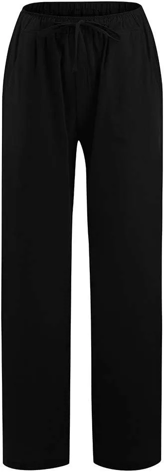 Women Linen Summer Printed Palazzo Pants Low Waist Stretchy Straight Loose Fit Palazzo Pants Trendy