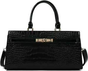 Women PU Leather Handbag Retro Crocodile Print Large Capacity Satchel Ladies Stylish Top Handle Crossbody Shoulder Bagbag1086OWOISS