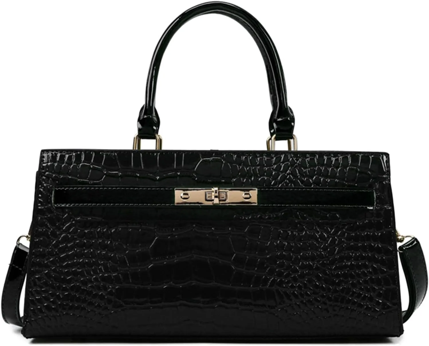 Women PU Leather Handbag Retro Crocodile Print Large Capacity Satchel Ladies Stylish Top Handle Crossbody Shoulder Bagbag1086OWOISS