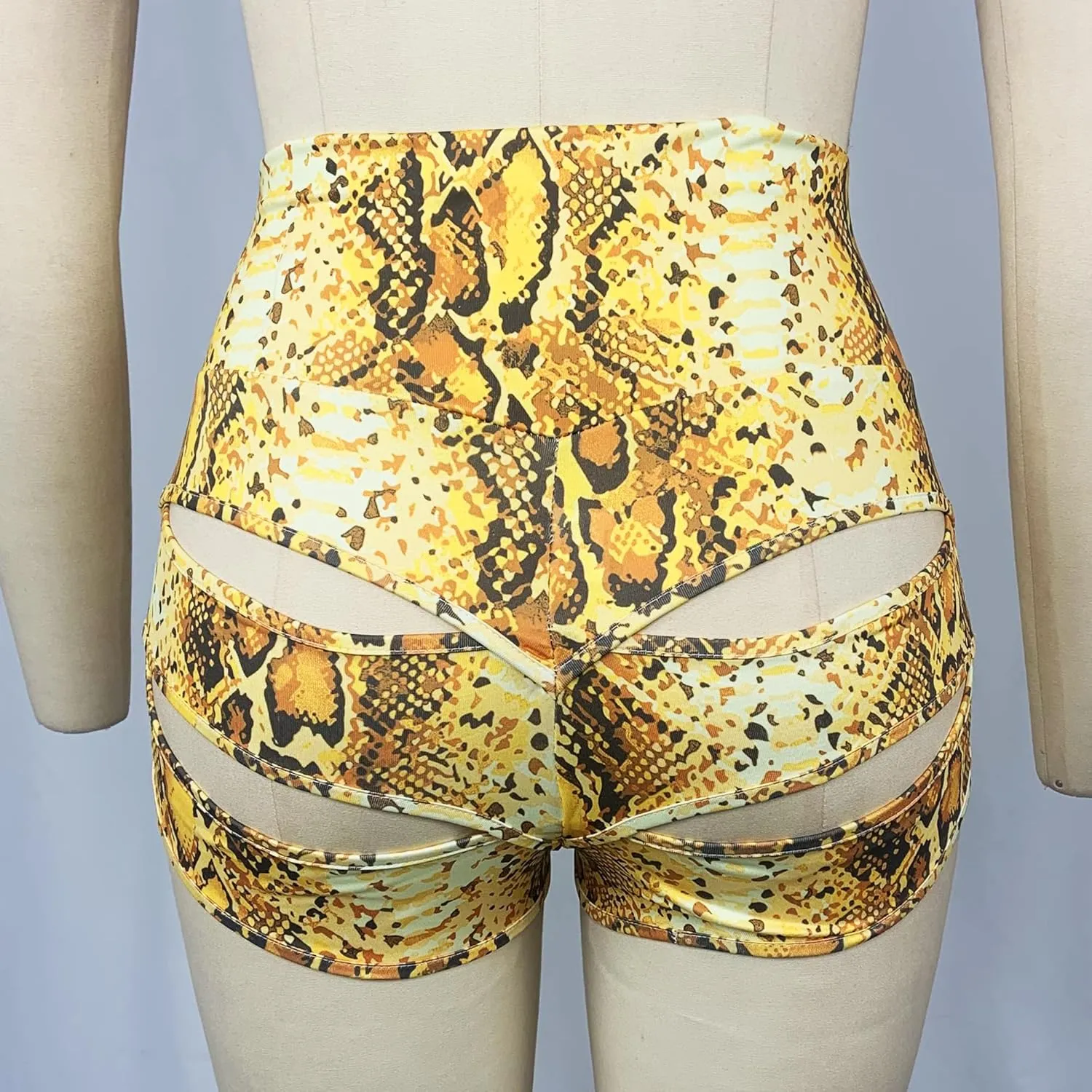 Women Sexy Cutout Underwear Retro Sports Yoga Booty Shorts Club Dance Night Wear