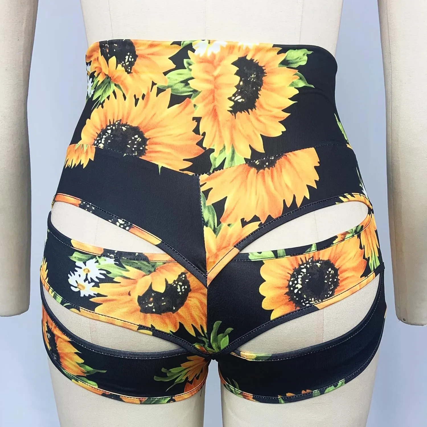 Women Sexy Cutout Underwear Retro Sports Yoga Booty Shorts Club Dance Night Wear