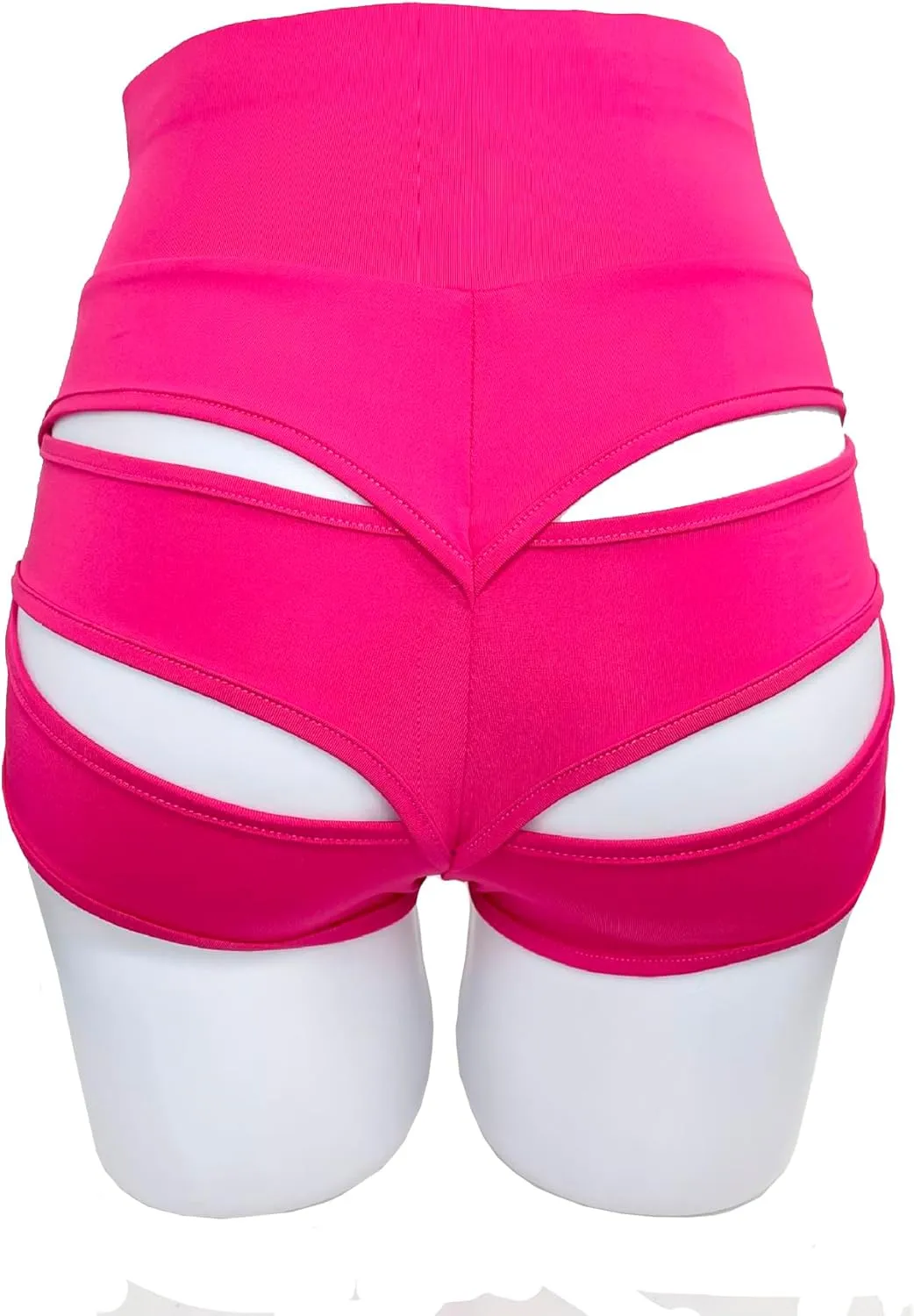 Women Sexy Cutout Underwear Retro Sports Yoga Booty Shorts Club Dance Night Wear