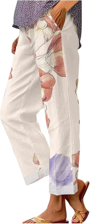 Women's Bottoms Cotton Linen Fashion Solid Color Pants Slim Casual Long Pants Trousers Pants for Women Resort Wear