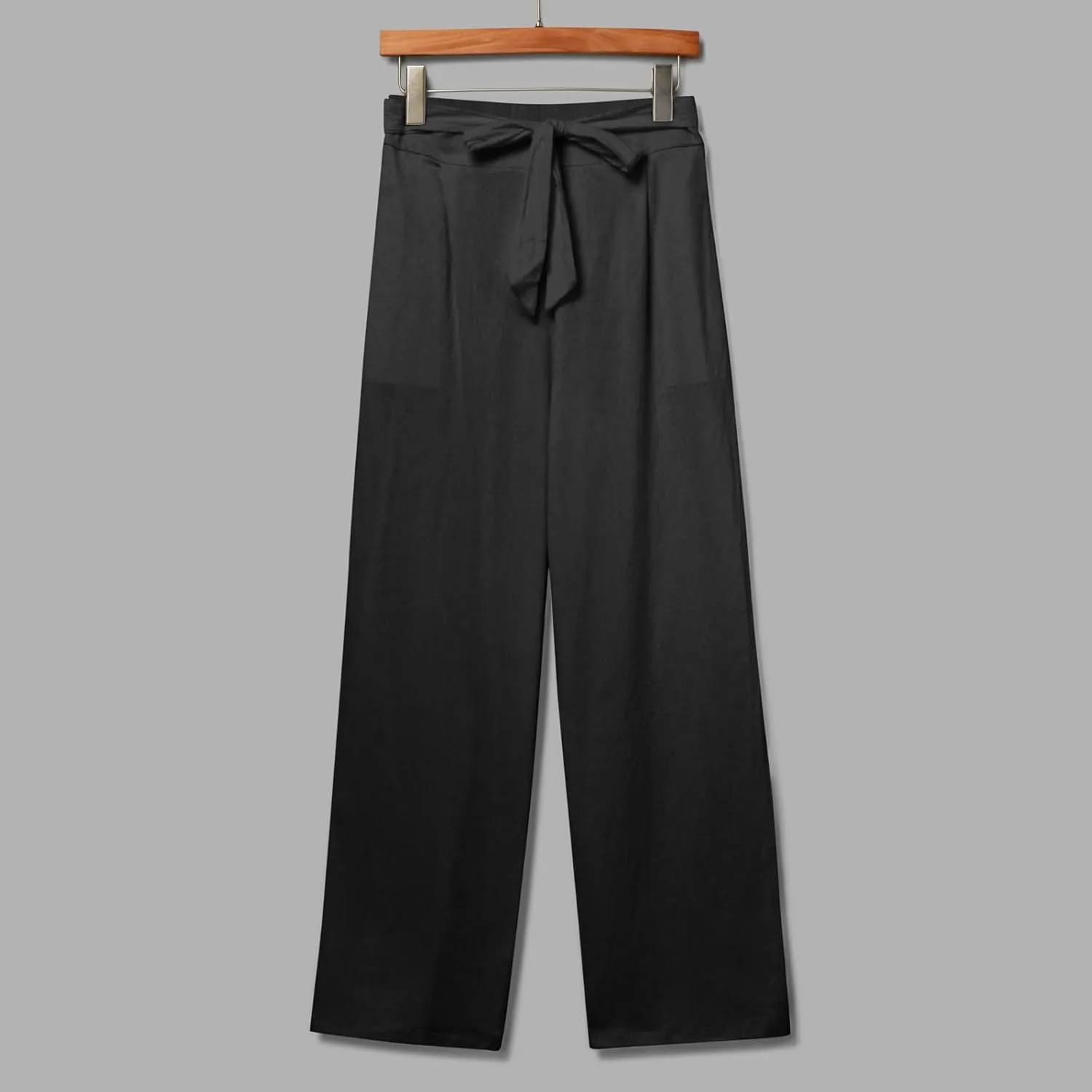 Womens Cotton Linen Summer Pull On Palazzo Pants Elastic Waist Ankle Length Slim-Fit Pant Trousers Vacation