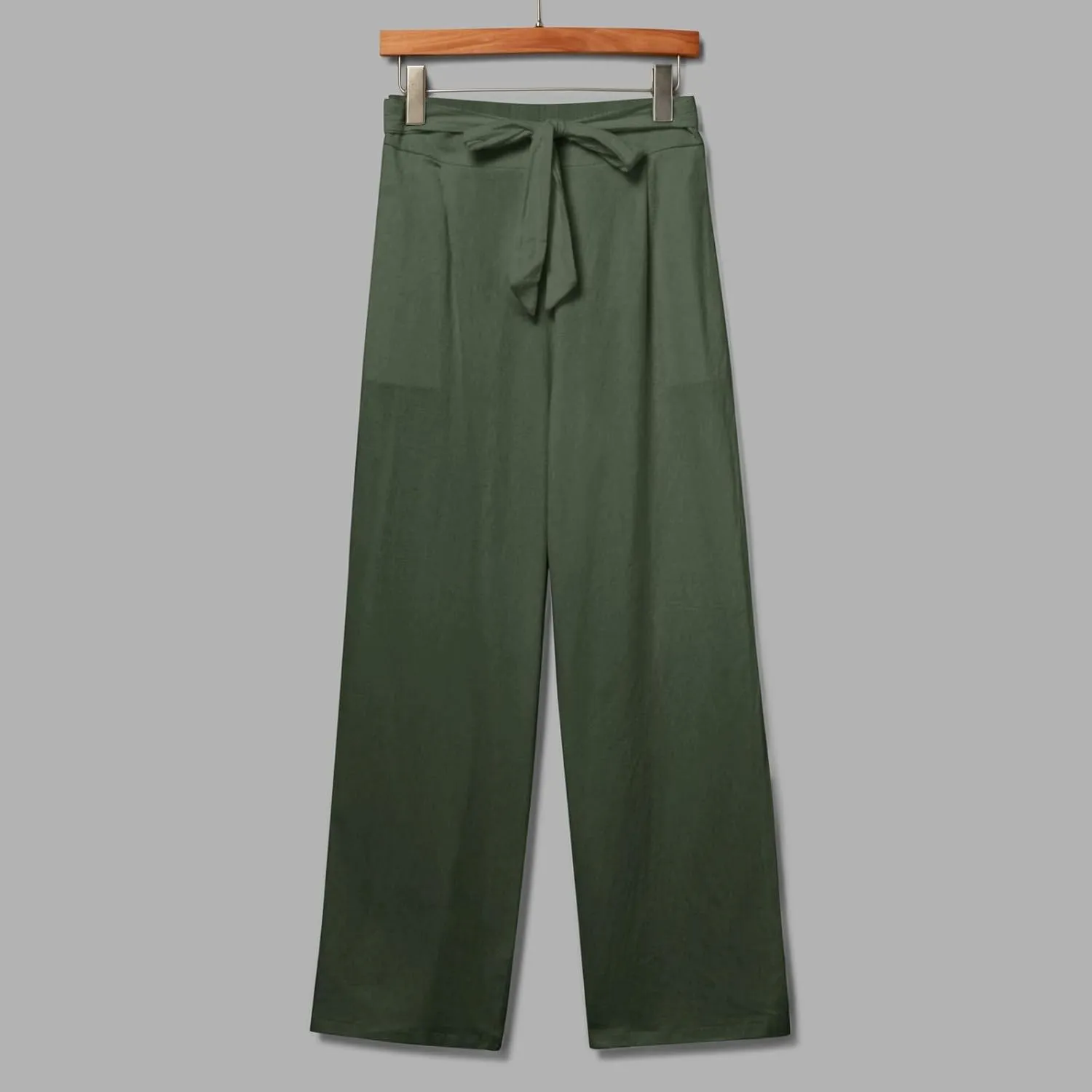 Womens Cotton Linen Summer Pull On Palazzo Pants Elastic Waist Ankle Length Slim-Fit Pant Trousers Vacation