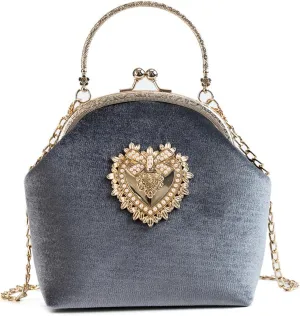 Women's Elegant Evening Clutch Handbag Velvet Purse Crossbody Vintage Satchel Shoulder Bag for Prom Party Weddingbag26OWOISS