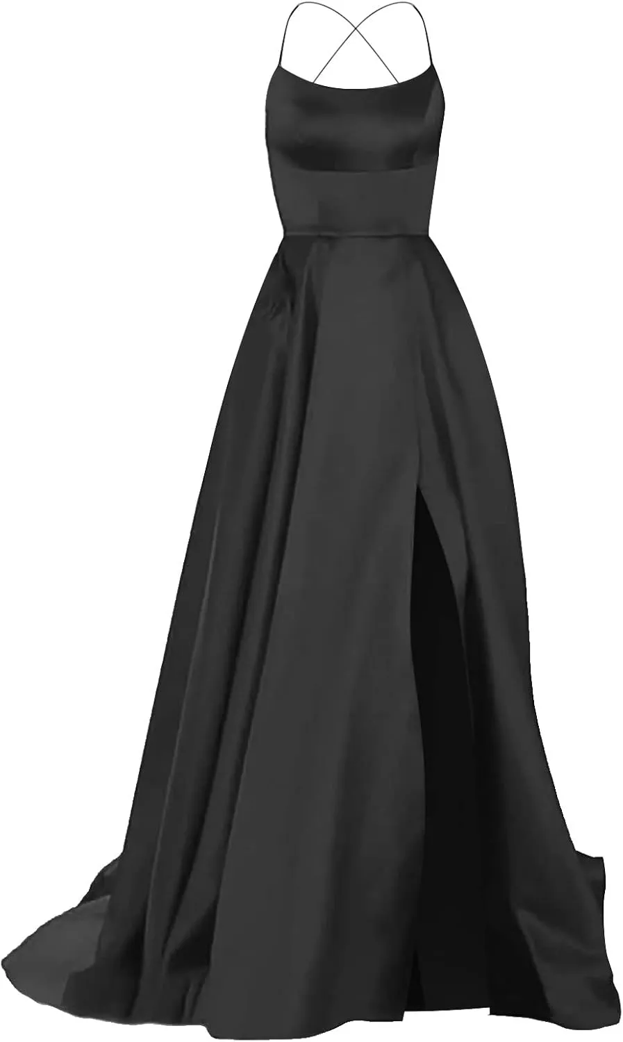 Women's Evening Formal Dresses 2024 Trendy Elegant Prom Dress Solid Satin Backless Split Cocktail Wedding Party Long Dresses