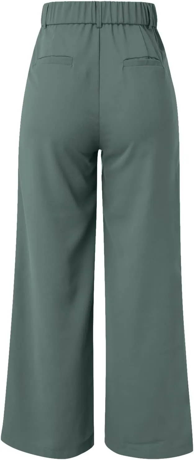 Womens Linen Blend Summer Casual Loose Pant Trousers High Waist Straight Slim Fit Pants Travel