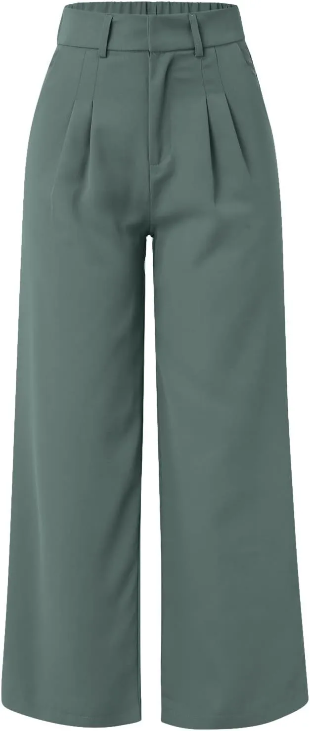 Womens Linen Blend Summer Casual Loose Pant Trousers High Waist Straight Slim Fit Pants Travel
