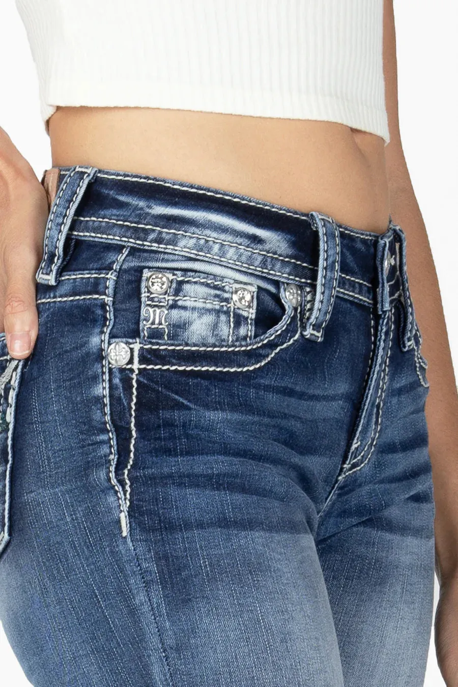 Women's Miss Me Mid-Rise Longhorn Bootcut Jean