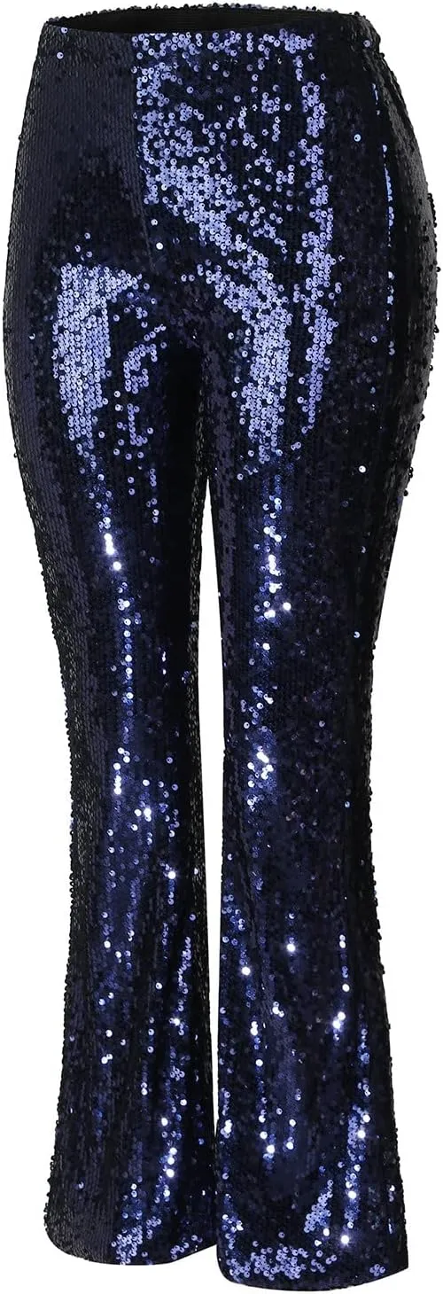 Women's Satin Pants Women's High Waisted Sequin Loose Drape Wide Leg Pants Fashion Casual Pants Clubwear Streetwear