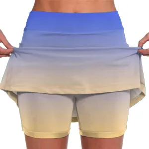 Womens Skorts with Pockets Tummy Control Plus Size Gradient Skorts High Waist Athletic Sports Pants Skirt Casual Shorts