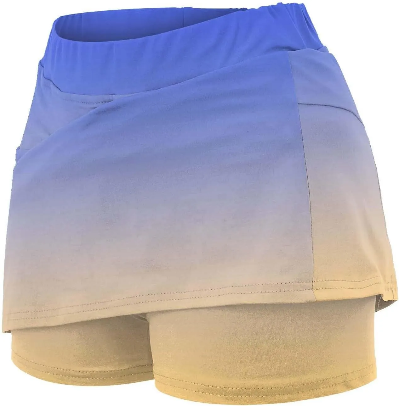 Womens Skorts with Pockets Tummy Control Plus Size Gradient Skorts High Waist Athletic Sports Pants Skirt Casual Shorts