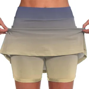 Womens Skorts with Pockets Tummy Control Plus Size Gradient Skorts High Waist Athletic Sports Pants Skirt Casual Shorts