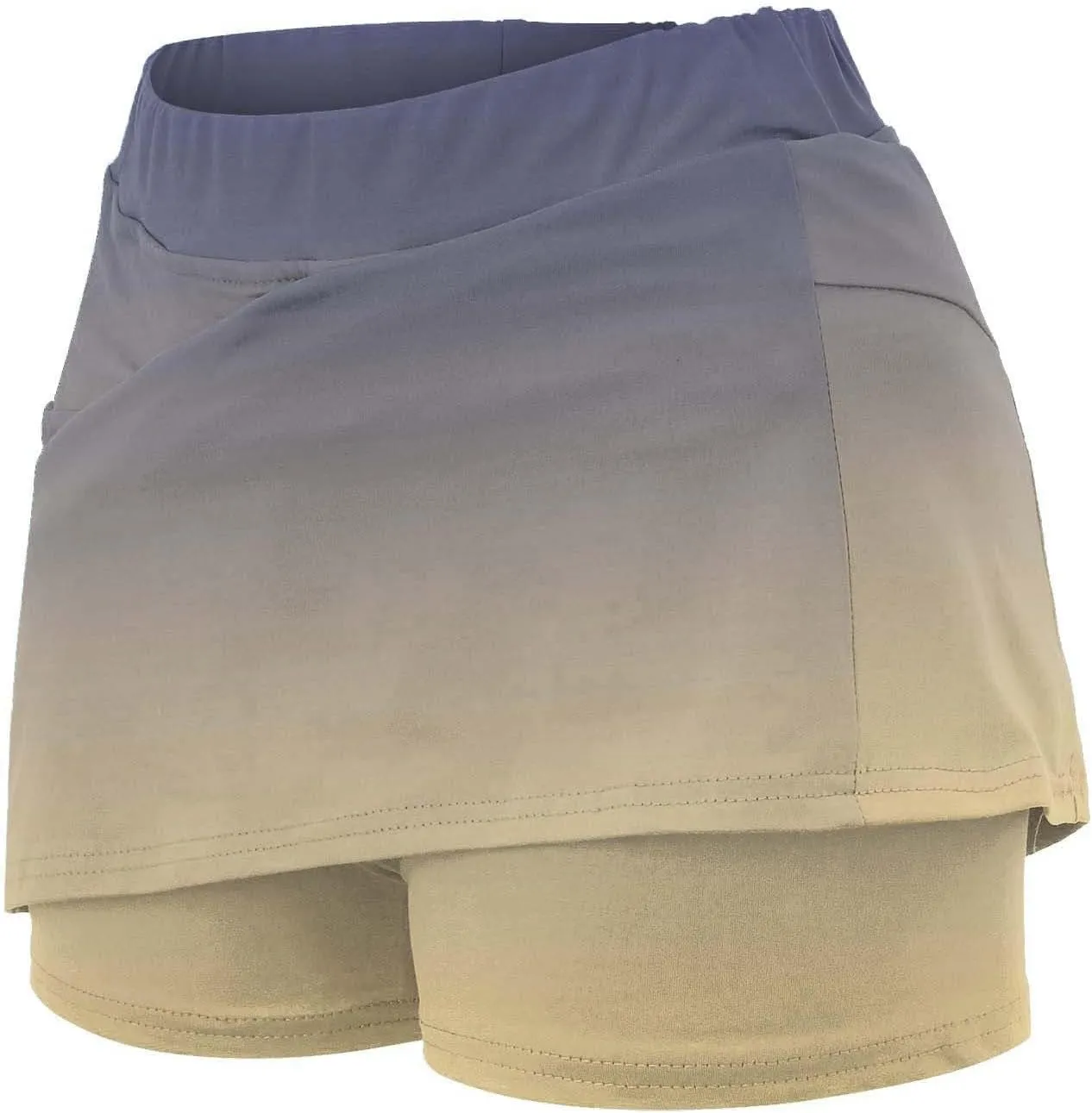 Womens Skorts with Pockets Tummy Control Plus Size Gradient Skorts High Waist Athletic Sports Pants Skirt Casual Shorts