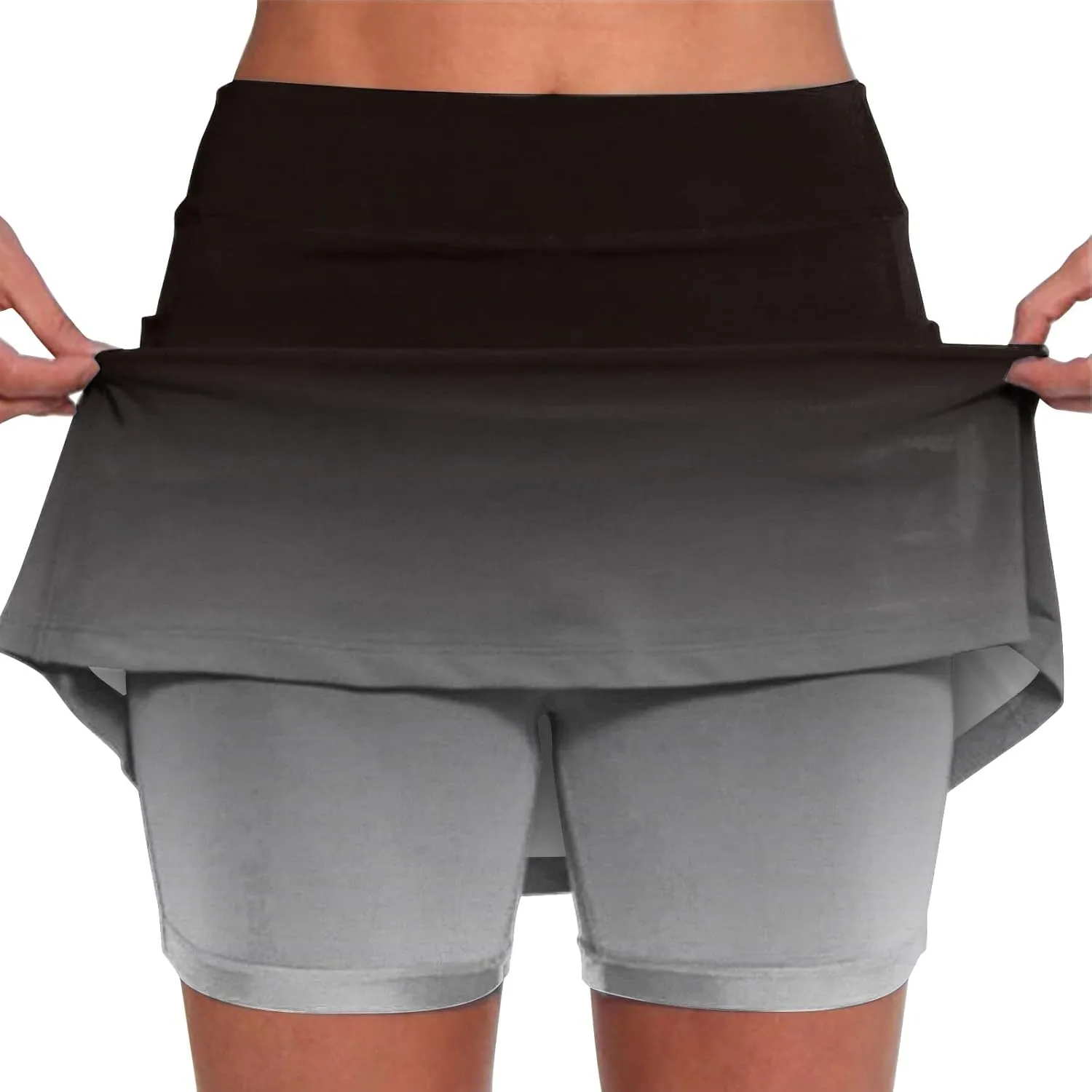 Womens Skorts with Pockets Tummy Control Plus Size Gradient Skorts High Waist Athletic Sports Pants Skirt Casual Shorts