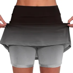 Womens Skorts with Pockets Tummy Control Plus Size Gradient Skorts High Waist Athletic Sports Pants Skirt Casual Shorts