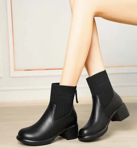 Women's Stretch Knit Sock Boots with Heel