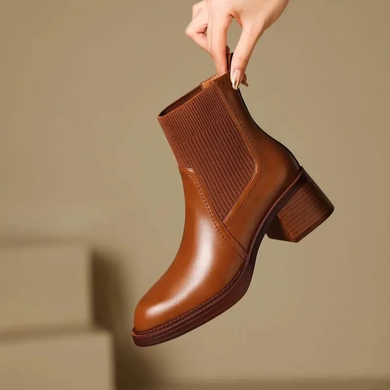 Women's Stretch Knit Sock Boots with Heel