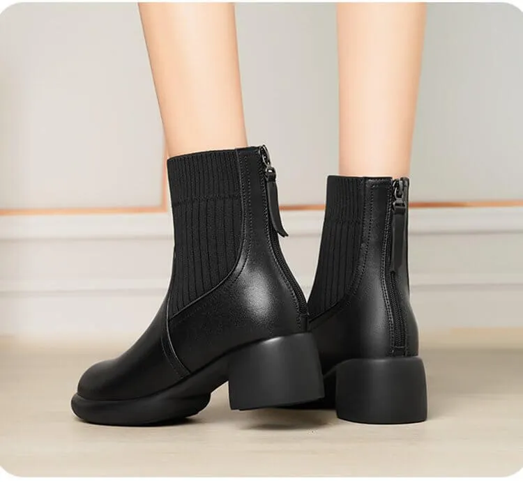 Women's Stretch Knit Sock Boots with Heel