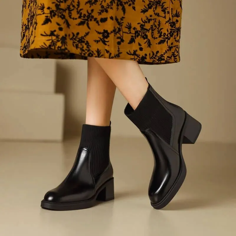 Women's Stretch Knit Sock Boots with Heel