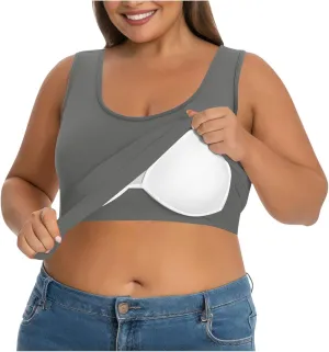 Womens Tank Tops with Built in Bra Plus Size Padded Camisole Shelf Bra Workout Yoga Shirt Casual Basic Undershirt