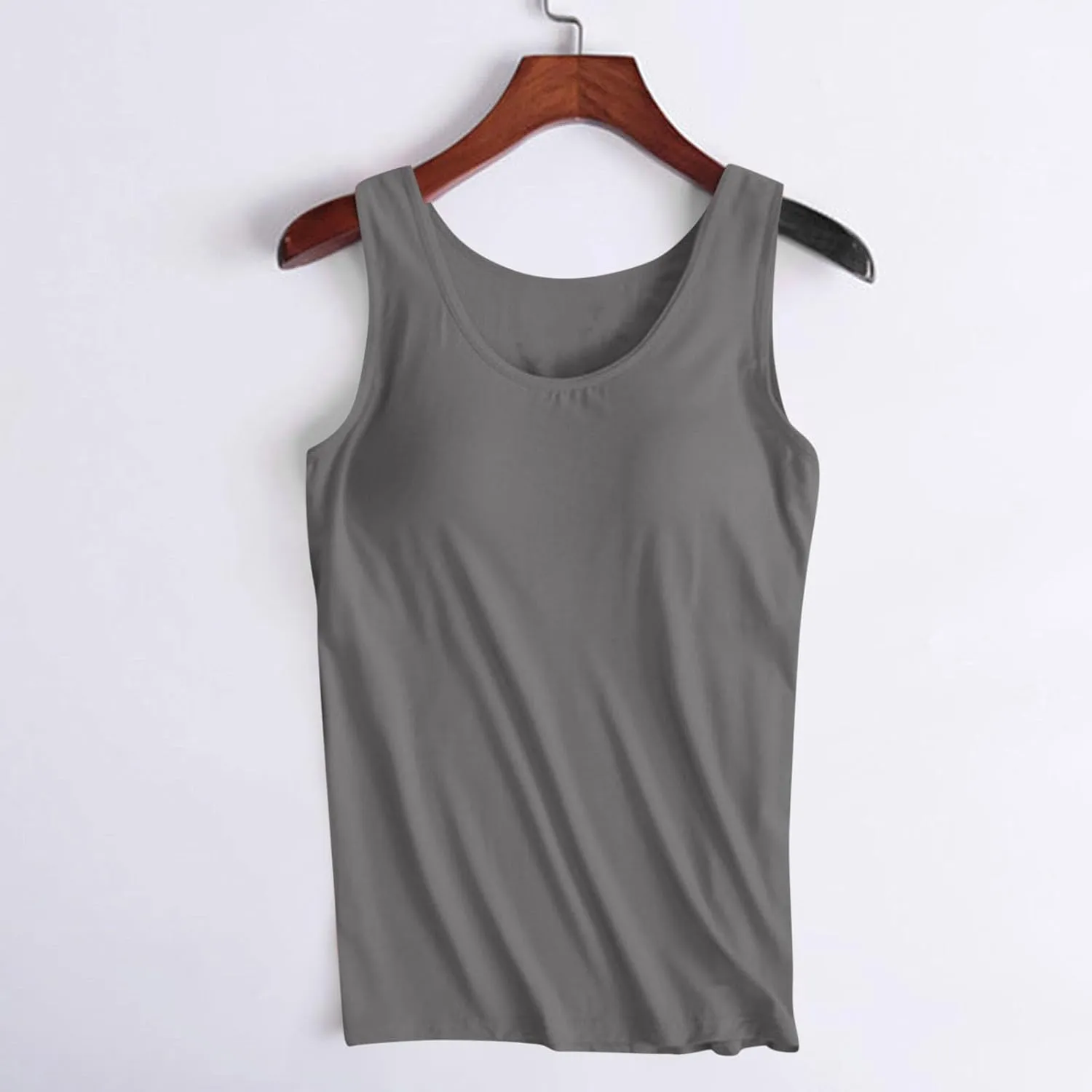 Womens Tank Tops with Built in Bra Plus Size Padded Camisole Shelf Bra Workout Yoga Shirt Casual Basic Undershirt