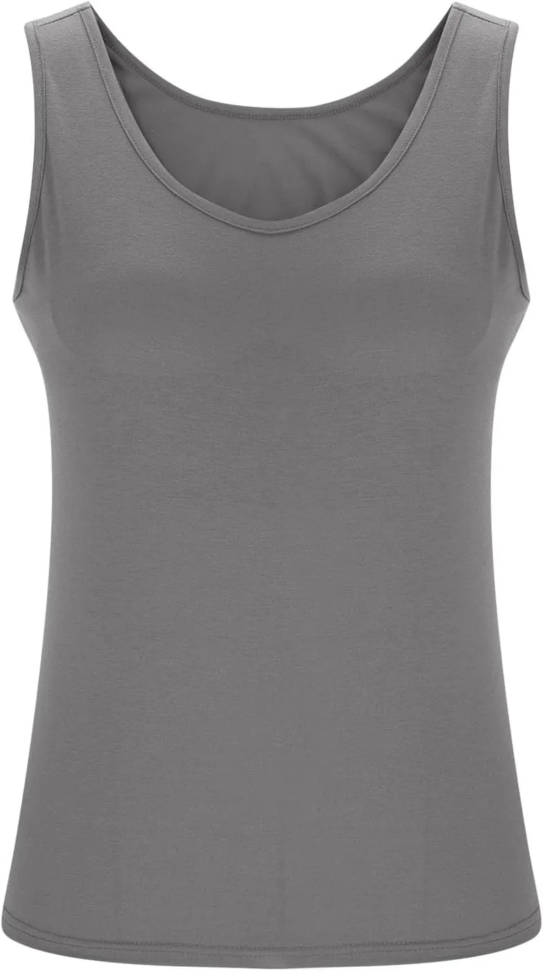 Womens Tank Tops with Built in Bra Plus Size Padded Camisole Shelf Bra Workout Yoga Shirt Casual Basic Undershirt