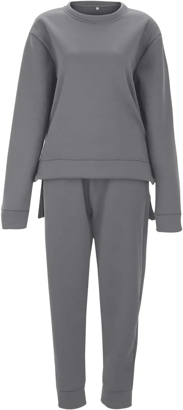 Womens Two Piece Lounge Sets Long Sleeve V Neck Fall Trendy Sweatsuit Long Sleeve Shirts Yoga Pants Sweatsuits