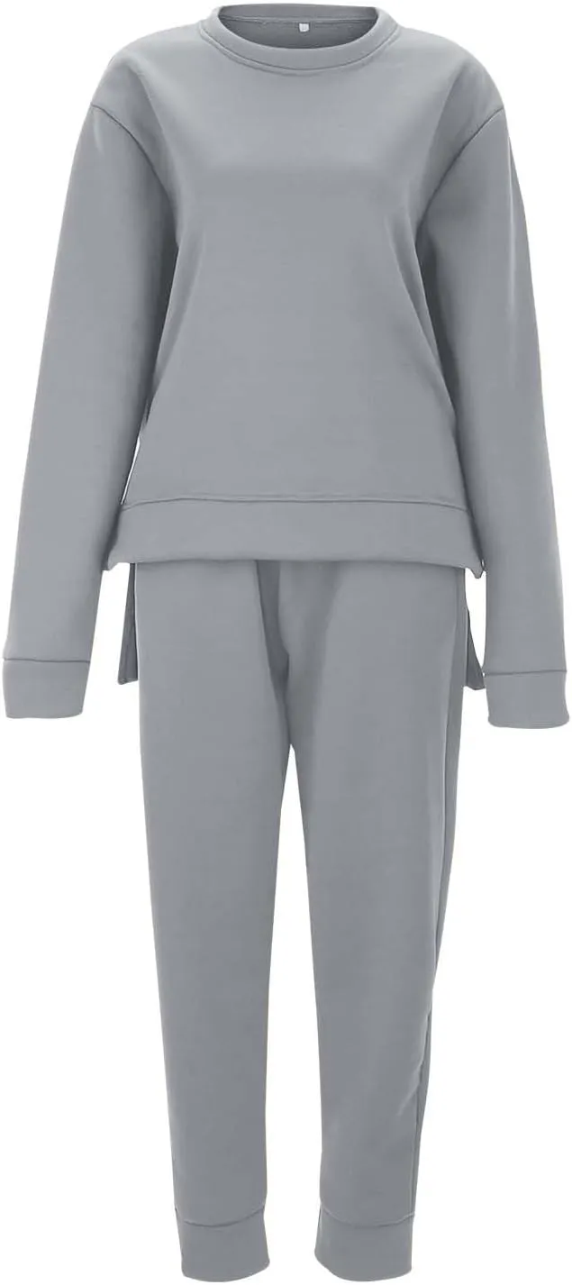 Womens Two Piece Lounge Sets Long Sleeve V Neck Fall Trendy Sweatsuit Long Sleeve Shirts Yoga Pants Sweatsuits
