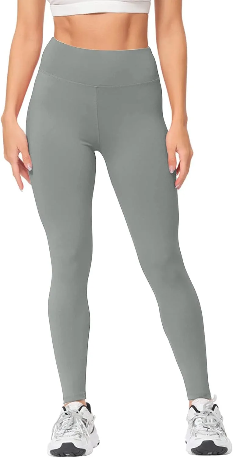 Women's Workout Yoga Pants Solid Color High Waist Stretch Leggings Trendy Slim Fit Running Athletic Trousers