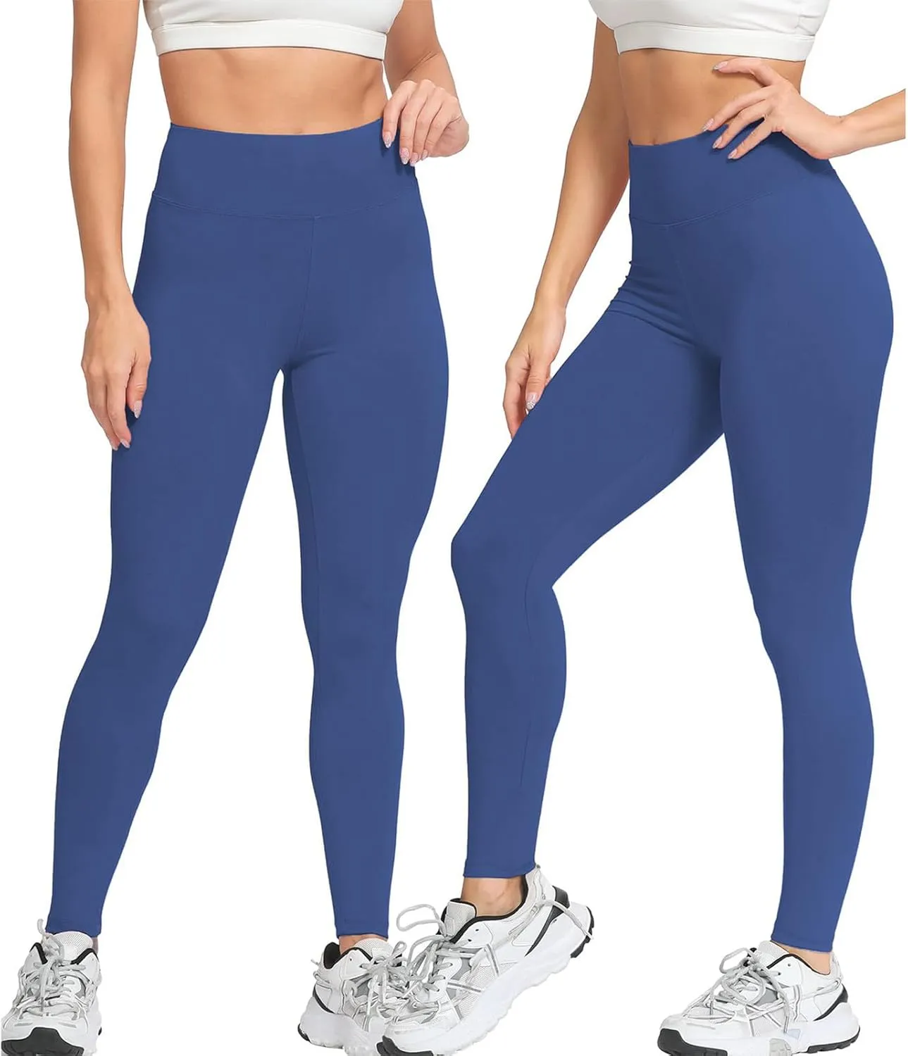 Women's Workout Yoga Pants Solid Color High Waist Stretch Leggings Trendy Slim Fit Running Athletic Trousers