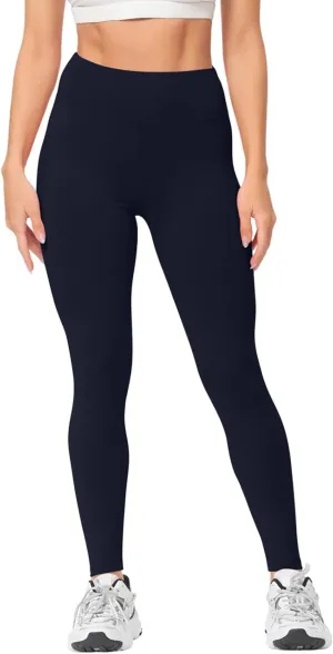Women's Workout Yoga Pants Solid Color High Waist Stretch Leggings Trendy Slim Fit Running Athletic Trousers