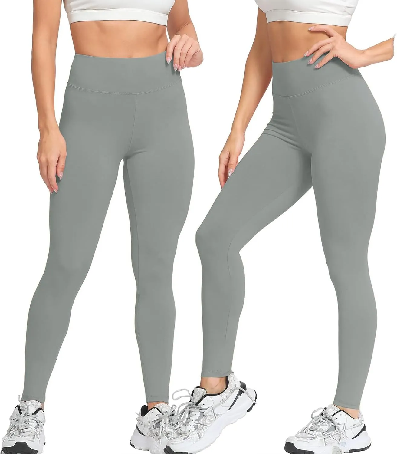 Women's Workout Yoga Pants Solid Color High Waist Stretch Leggings Trendy Slim Fit Running Athletic Trousers
