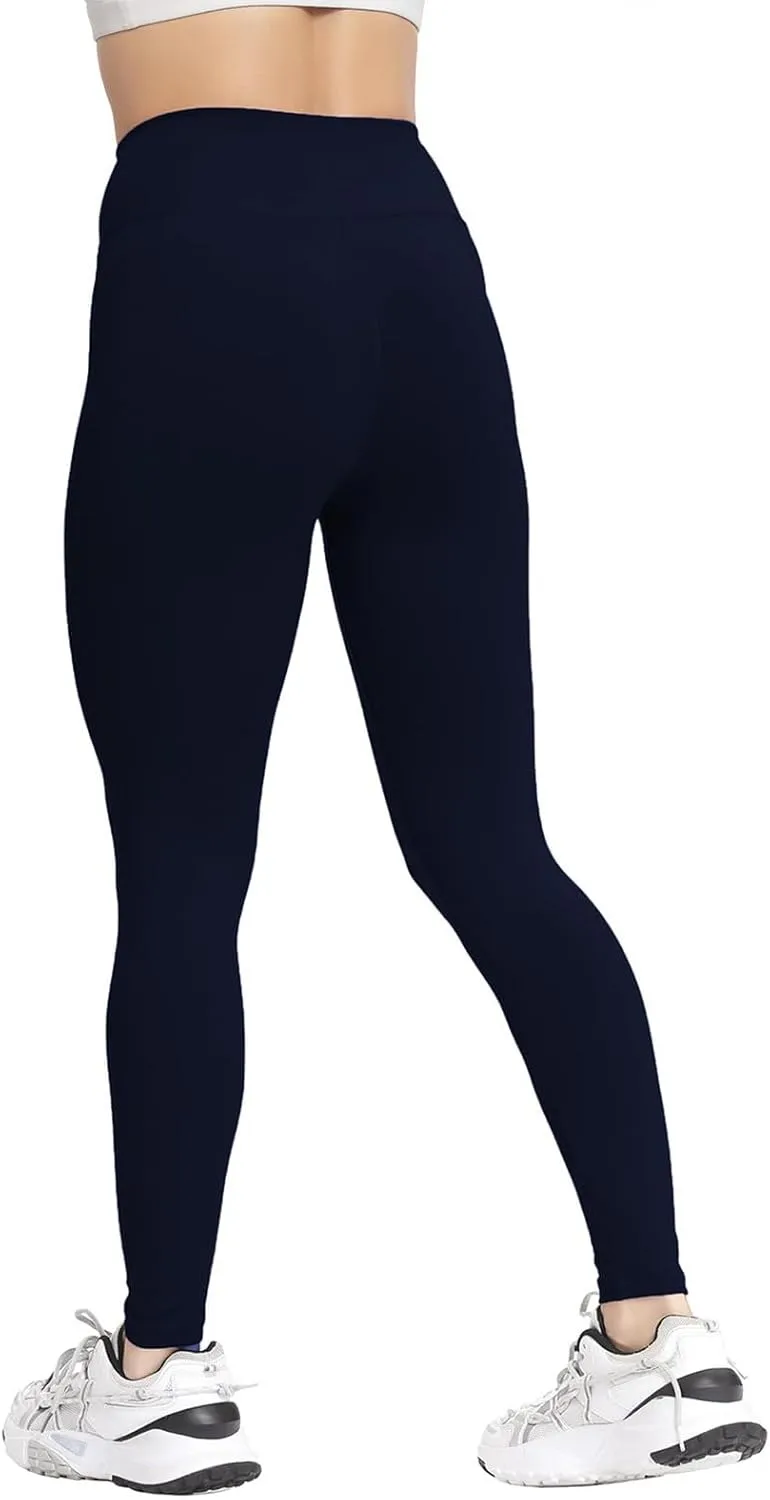 Women's Workout Yoga Pants Solid Color High Waist Stretch Leggings Trendy Slim Fit Running Athletic Trousers